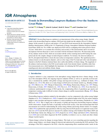 Trends in Downwelling Longwave Radiance Over the Southern Great Plains thumbnail
