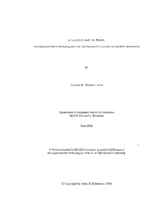 A centre and an edge : an educator's genealogy of community living in North America thumbnail