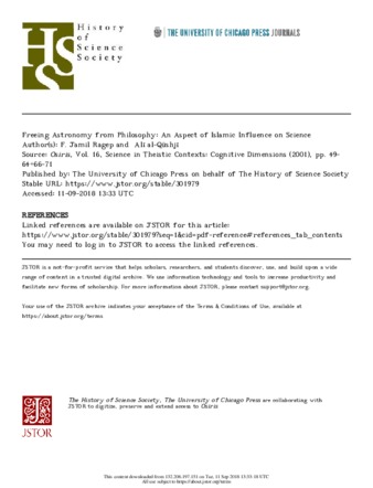Freeing Astronomy from Philosophy: An Aspect of Islamic Influence on Science thumbnail