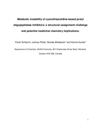 Metabolic instability of cyanothiazolidine-based prolyl oligopeptidase inhibitors: a Structural assignment challenge and potential medicinal chemistry implications. thumbnail