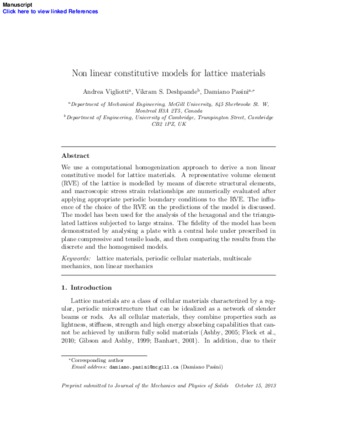 Non linear constitutive models for lattice materials thumbnail