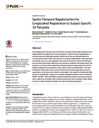 Spatio-Temporal Regularization for Longitudinal Registration to Subject-Specific 3d Template thumbnail