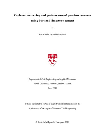Carbonation curing and performance of pervious concrete using Portland limestone cement thumbnail