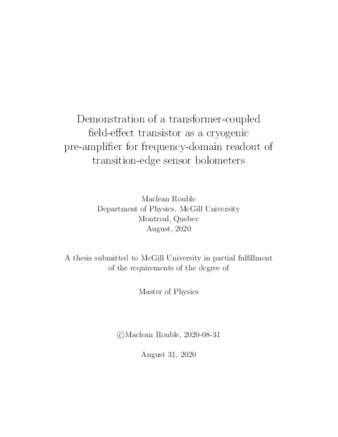 Demonstration of a transformer-coupled field-effect transistor as a cryogenic pre-amplipler for frequency-domain readout of transition-edge sensor bolometers thumbnail