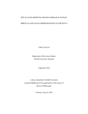 Rituals for abortion and miscarriage in Taiwan: Spiritual and social representation of the fetus thumbnail