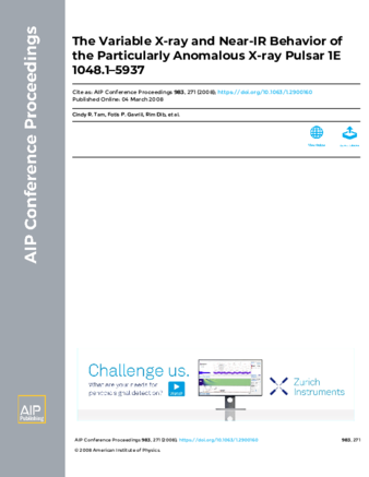 The Variable X‐ray and Near‐IR Behavior of the Particularly Anomalous X‐ray Pulsar 1E 1048.1–5937 thumbnail