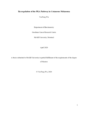 Dysregulation of the PKA pathway in cutaneous melanoma thumbnail