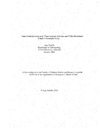 State (under)development, transnational activism, and tribal resistance in India's Narmada valley thumbnail