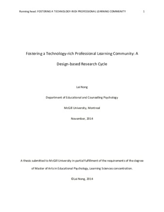 Fostering a technology-rich professional learning community: design-based research cycle thumbnail