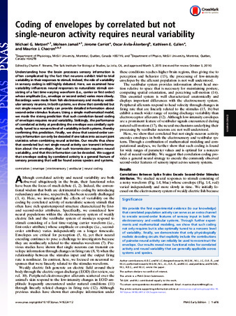 Coding of envelopes by correlated but notsingle-neuron activity requires neural variability thumbnail