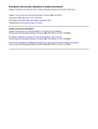 Articulatory and acoustic adaptation to palatal perturbation thumbnail