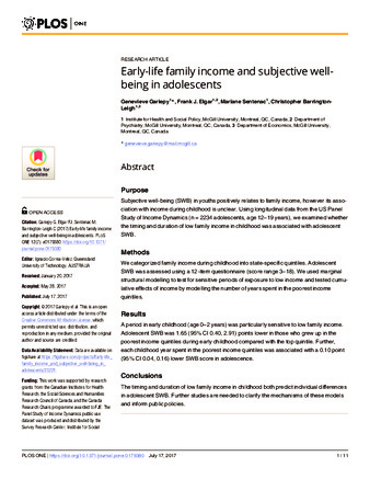 Early-life family income and subjective wellbeing in adolescents thumbnail