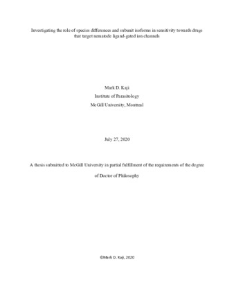 Investigating the role of species differences and subunit isoforms in sensitivity towards drugs that target nematode ligand-gated ion channels thumbnail