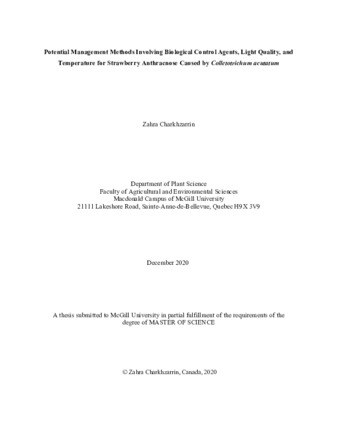 Potential management methods involving biological control agents, light quality, and temperature for strawberry anthracnose caused by «Colletotrichum acutatum» thumbnail