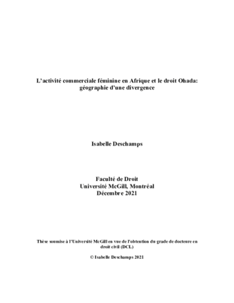 L’ activité commerciale féminine en Afrique et le droit Ohada: géographie d’une divergence thumbnail