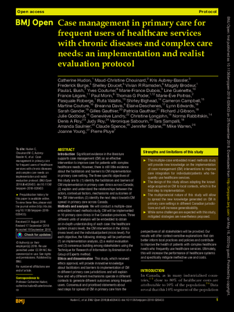 Case management in primary care for frequent users of healthcare services with chronic diseases and complex care needs: an implementation and realist evaluation protocol thumbnail