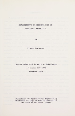 Measurements of Opening Size of Geofabric Materials thumbnail