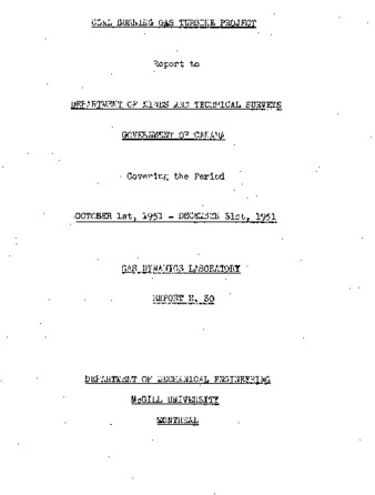 Coal burning gas turbine project. October 1, 1951 - December 31, 1951 thumbnail