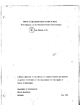 Studies on the prostaglandin system in brain with emphasis on the precursor-product relationship thumbnail