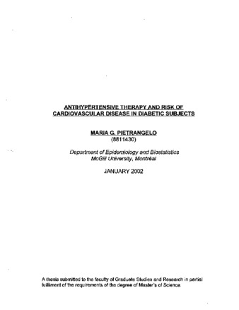 Antihypertensive therapy and risk of cardiovascular disease in diabetic subjects thumbnail