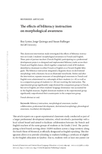 The effects of biliteracy instruction on morphological awareness thumbnail