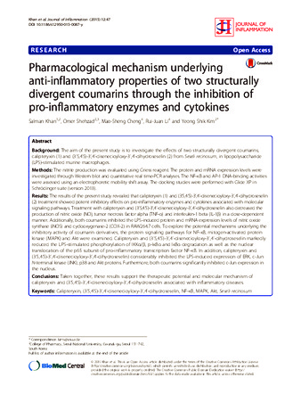 Pharmacological mechanism underlying anti-inflammatory properties of two structurally divergent coumarins through the inhibition of pro-inflammatory enzymes and cytokines thumbnail