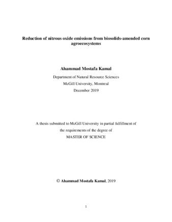 Reduction of nitrous oxide emissions from biosolids-amended corn agroecosystems thumbnail