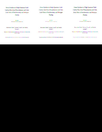 Green Synthesis of High Quantum Yield Carbon Dots from Phenylalanine and Citric Acid: Role of Stoichiometry and Nitrogen Doping thumbnail