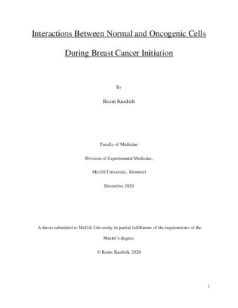 Interactions between normal and oncogenic cells during breast cancer initiation thumbnail