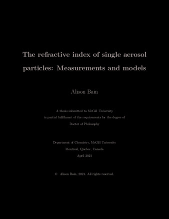 The refractive index of single aerosol particles: measurements and models thumbnail