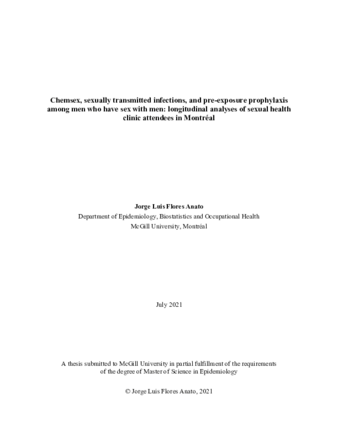 Chemsex, sexually transmitted infections, and pre-exposure prophylaxis among men who have sex with men: longitudinal analyses of sexual health clinic attendees in Montréal thumbnail