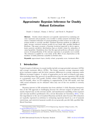 Approximate Bayesian Inference for Doubly Robust Estimation thumbnail