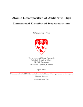 Atomic decomposition of audio with high dimensional distributed representations thumbnail