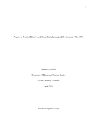 Progress or wasteful efforts? Local ownership in international development, 1980s-1990s thumbnail