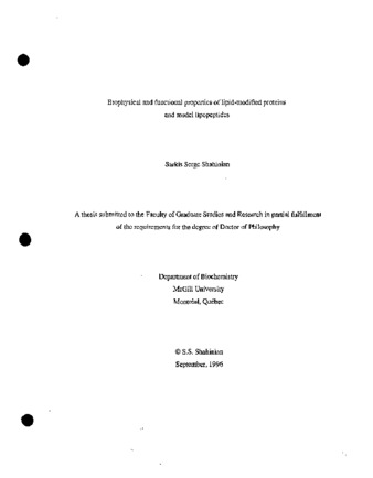 Biophysical and functional properties of lipid-modified proteins and model lipopeptides thumbnail