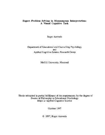 Expert Problem Solving in Mammogram Interpretation: A Visual Cognitive Task thumbnail