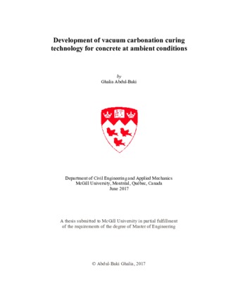 Development of vacuum carbonation curing technology for concrete at ambient conditions thumbnail