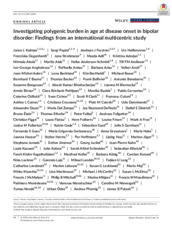 Investigating polygenic burden in age at disease onset in bipolar disorder: Findings from an international multicentric study thumbnail