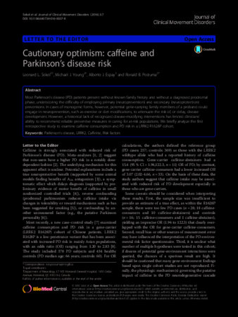 Cautionary optimism: caffeine and Parkinson's disease risk thumbnail