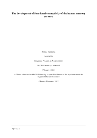 The development of functional connectivity of the human memory network thumbnail
