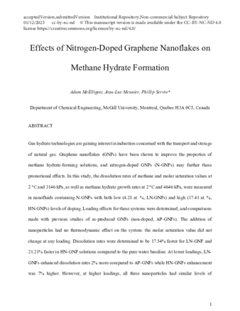 Effects of nitrogen-doped graphene nanoflakes on methane hydrate formation thumbnail