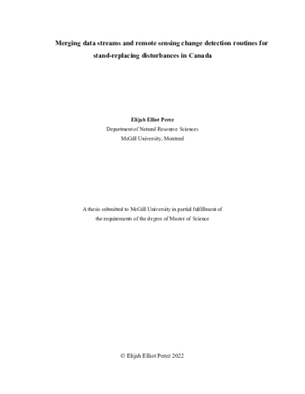 Merging data streams and remote sensing change detection routines for stand-replacing disturbances in Canada thumbnail