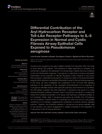 Differential Contribution of the Aryl-Hydrocarbon Receptor and Toll-Like Receptor Pathways to IL-8 Expression in Normal and Cystic Fibrosis Airway Epithelial Cells Exposed to Pseudomonas aeruginosa thumbnail