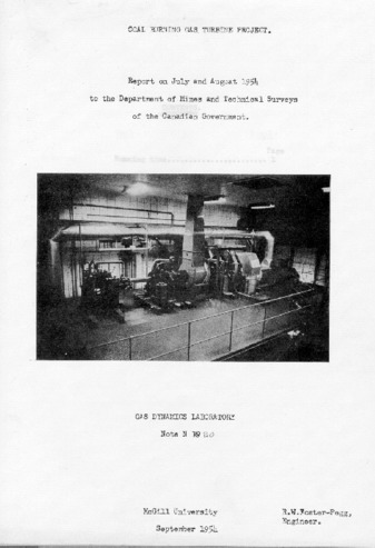 Coal burning turbine project. Report on July and August 1954 to the Department of Mines and Technical Surveys of the Canadian government thumbnail