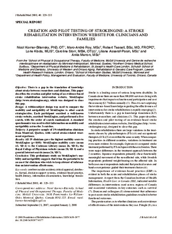 Creation and pilot testing of StrokEngine: A stroke rehabilitation intervention website for clinicians and families thumbnail