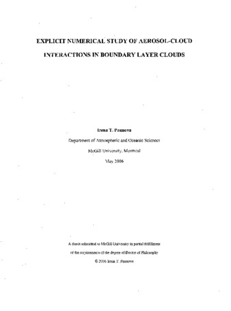 Explicit numerical study of aerosol-cloud interactions in boundary layer clouds thumbnail