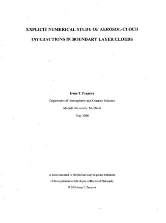 Explicit numerical study of aerosol-cloud interactions in boundary layer clouds thumbnail