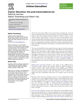 Cancer Genomics: the post-transcriptional era thumbnail