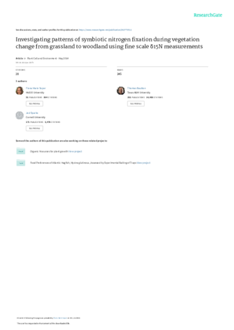 Investigating patterns of symbiotic nitrogen fixation during vegetation change from grassland to woodland using fine scale δ15N measurements thumbnail