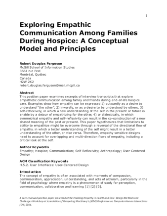 Exploring Empathic Communication Among Families During Hospice: A Conceptual Model and Principles thumbnail